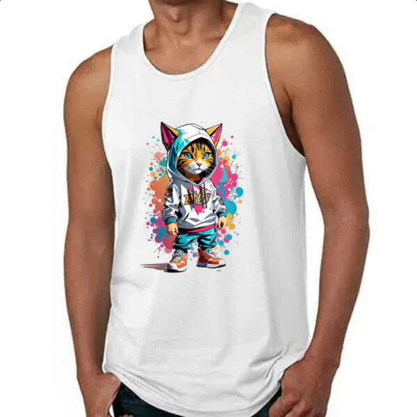 Camiseta Regata Gato Splash Grafite - Imagem 4