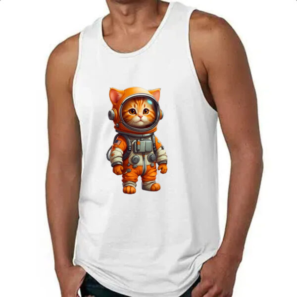 Camiseta Regata Gato fofo amarelo astronauta - Imagem 4