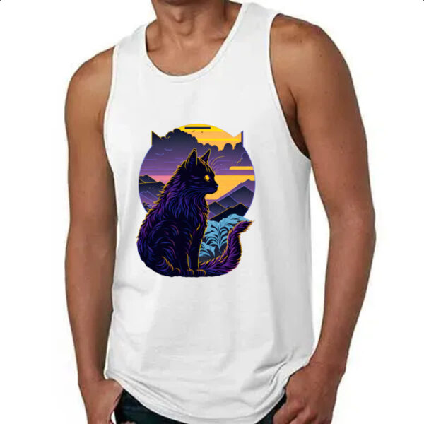 Camiseta Regata Gato silhoueta sunset - Imagem 4