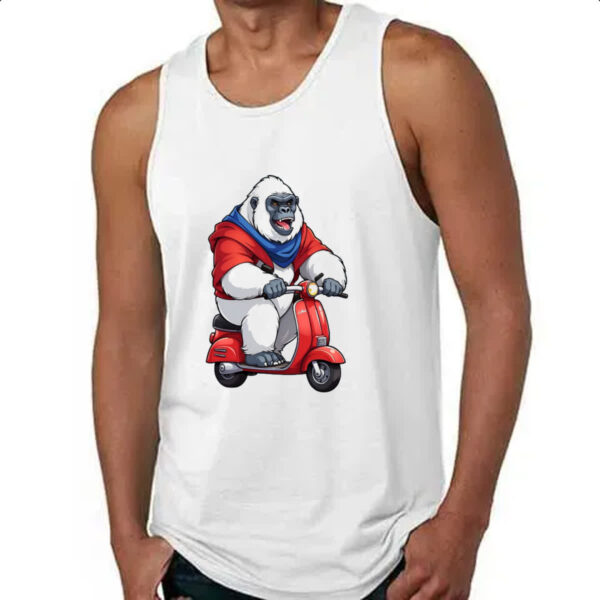 Camiseta Regata Gorila albino na scooter - Imagem 4