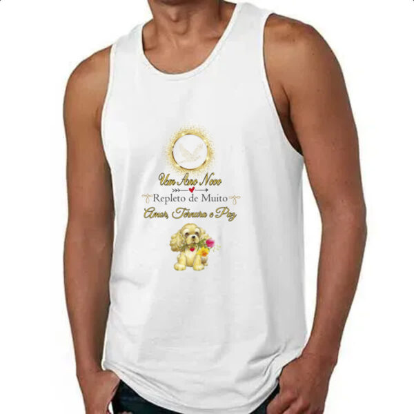 Camiseta Regata Ano Novo Cachorro Fofo - Imagem 4