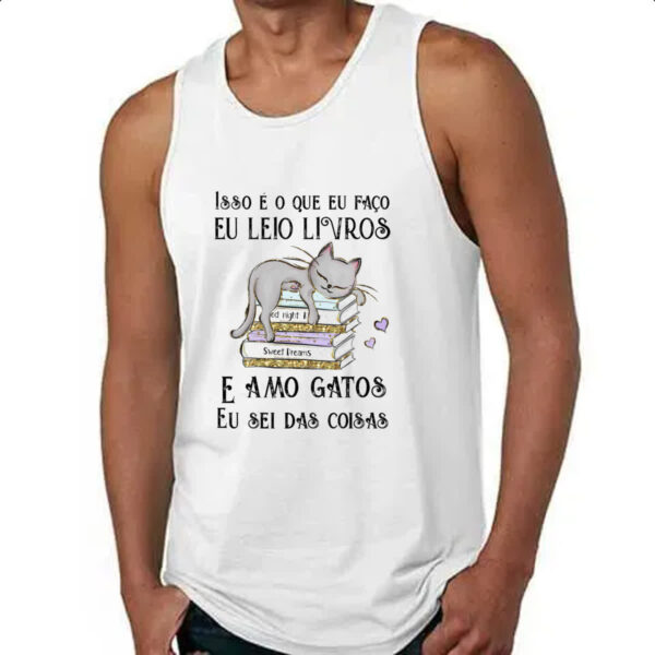 Camiseta Regata Leio livro amo gatos - Imagem 4