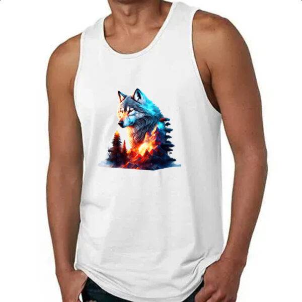 Camiseta Regata Lobo brilhante terreno rochoso - Imagem 4