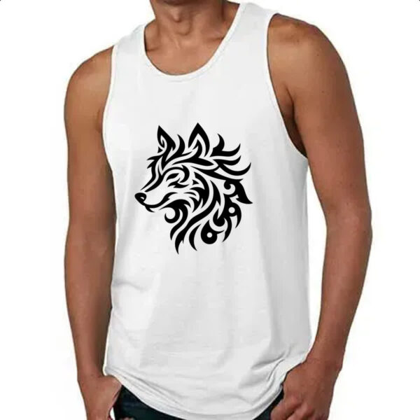 Camiseta Regata Lobo silhueta tribal - Imagem 4