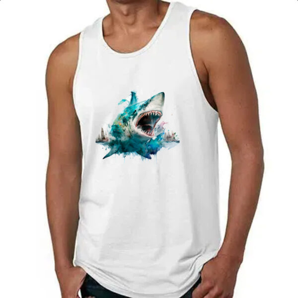 Camiseta Regata Megalodonte aquarela 3 - Imagem 4