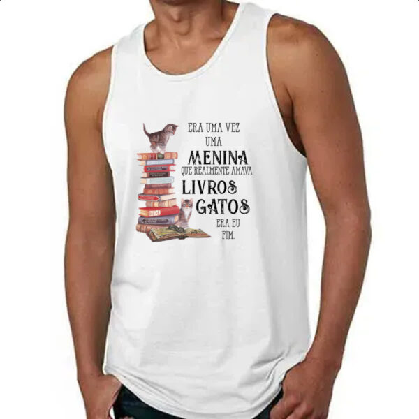 Camiseta Regata Menina livros e gatos - Imagem 4
