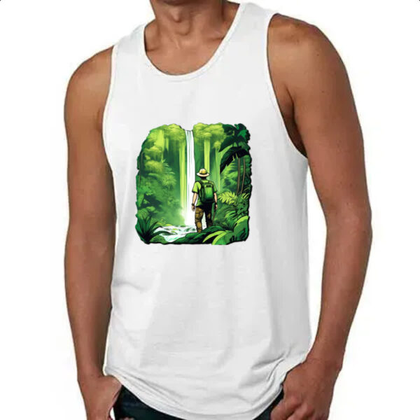 Camiseta Regata Mochileiro aventureiro natureza cachoeira - Imagem 4