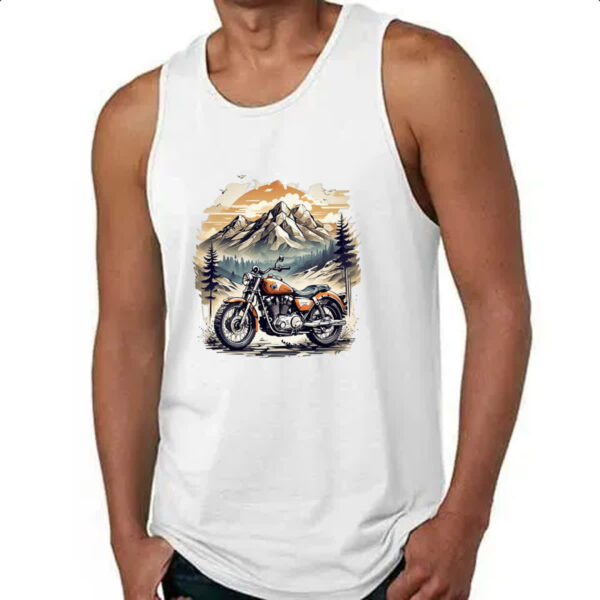 Camiseta Regata Motocicleta vintage montanhas - Imagem 4