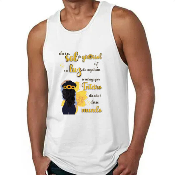 Camiseta Regata Mulher e o girassol e a luz - Imagem 4