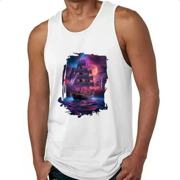 Camiseta Regata Navio pirata noite purpura - Imagem 4