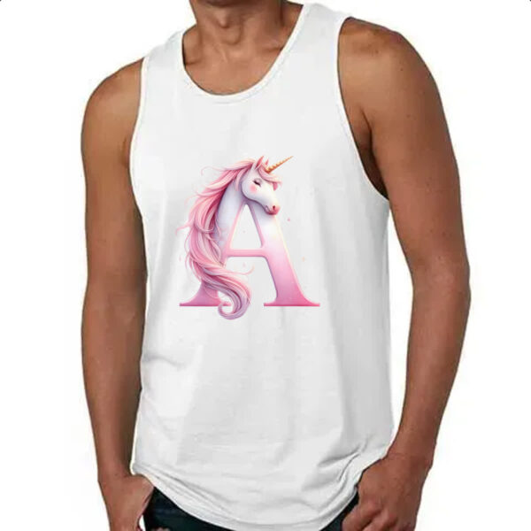 Camiseta Regata Unicornio Alfabeto Letra A - Imagem 4