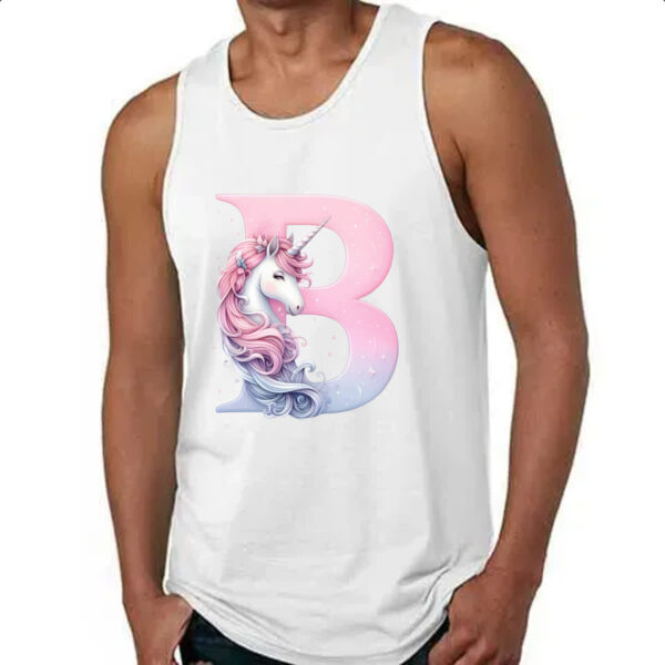 Camiseta Regata Unicornio Alfabeto Letra B - Imagem 4