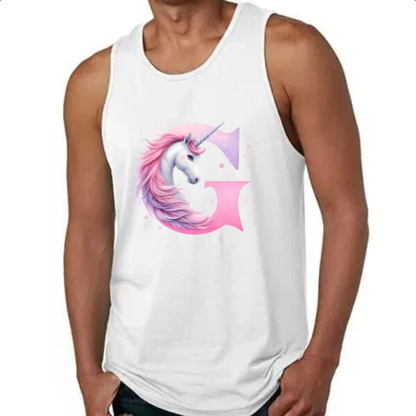 Camiseta Regata Unicornio Alfabeto Letra G - Imagem 4