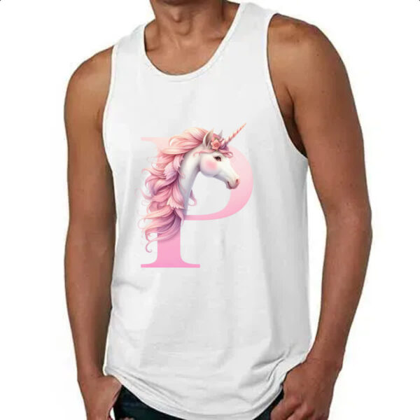 Camiseta Regata Unicornio Alfabeto Letra P - Imagem 4