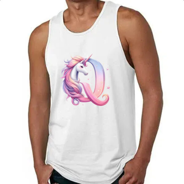 Camiseta Regata Unicornio Alfabeto Letra Q - Imagem 4