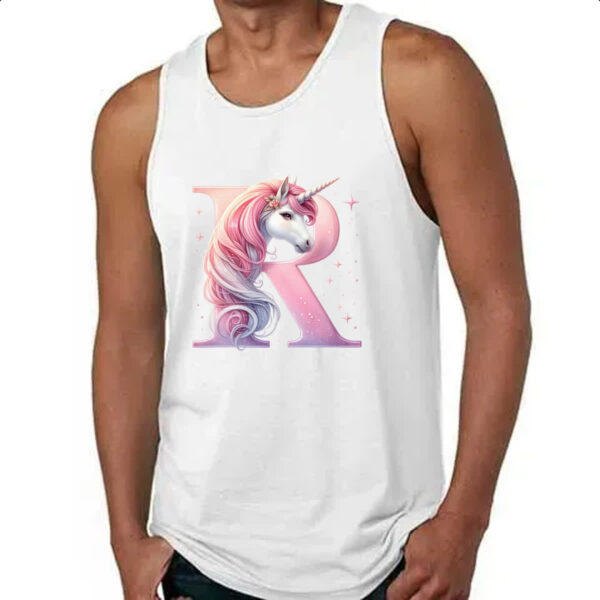 Camiseta Regata Unicornio Alfabeto Letra R - Imagem 4