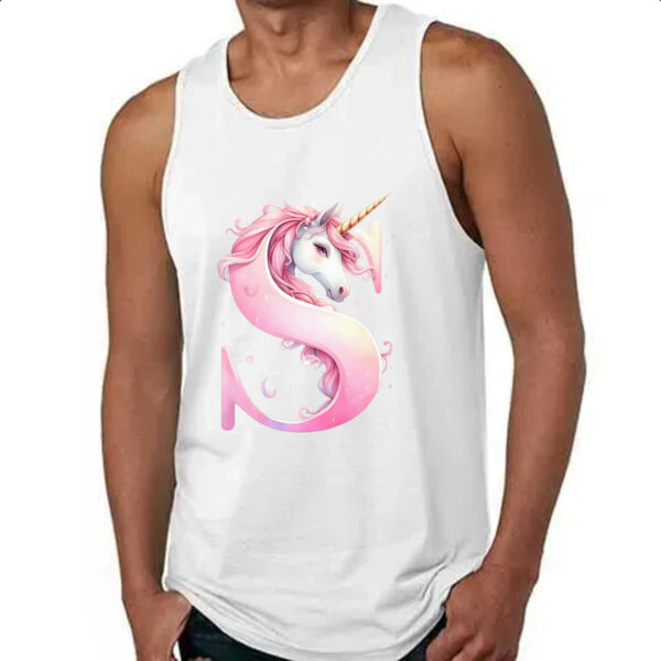 Camiseta Regata Unicornio Alfabeto Letra S - Imagem 4