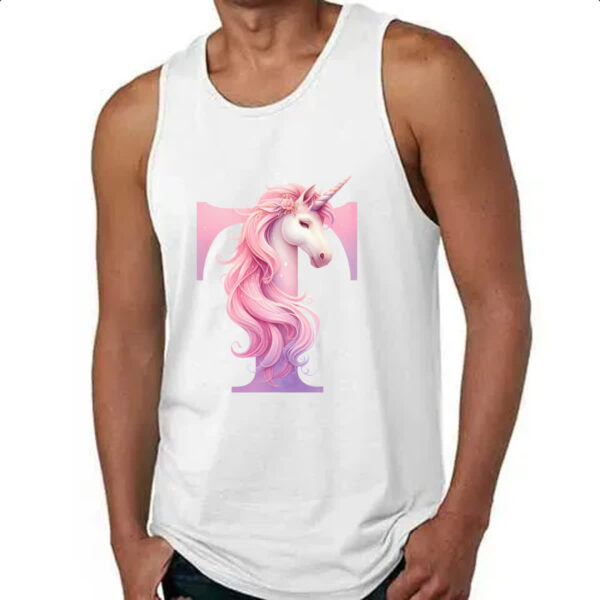 Camiseta Regata Unicornio Alfabeto Letra T - Imagem 4