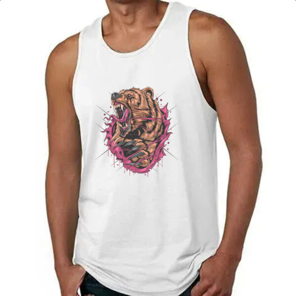 Camiseta Regata Urso cinza rasgando camiseta - Imagem 4