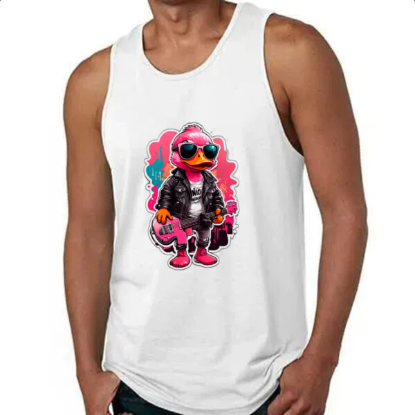 Camiseta Regata Patinho Pink Guitarrista Rock - Imagem 4