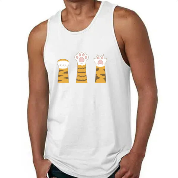 Camiseta Regata Pedra Papel Tesoura Gato Laranja - Imagem 4