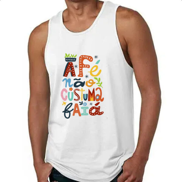 Camiseta Regata A fe nao costuma faia elementos nordestinos - Imagem 4