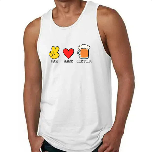 Camiseta Regata Paz Amor Cerveja - Imagem 4