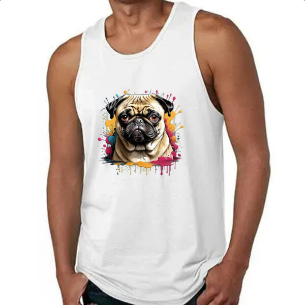 Camiseta Regata Pug Watercolor Splash Art - Imagem 4