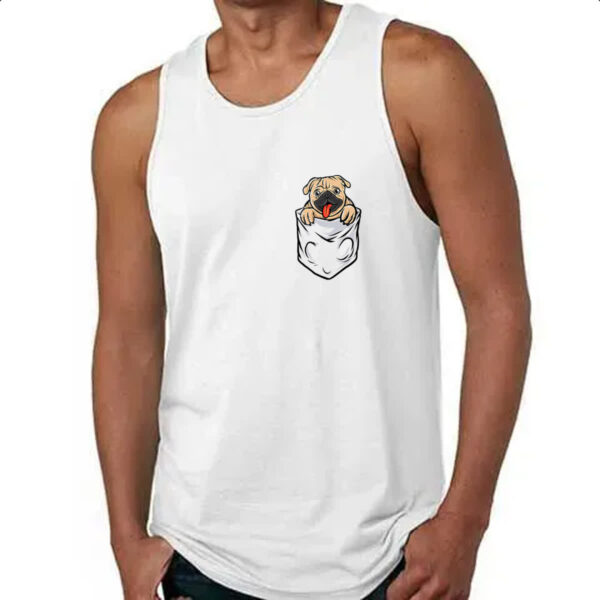 Camiseta Regata Pug no bolso - Imagem 4