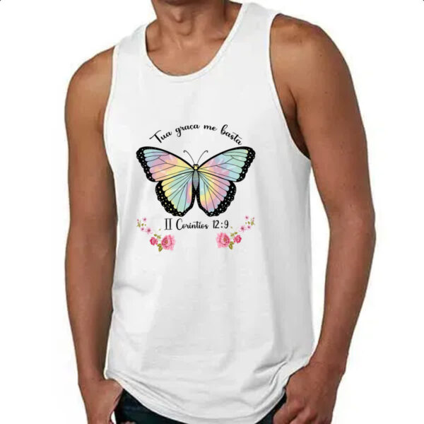 Camiseta Regata Religiosa sua graca me basta - Imagem 4