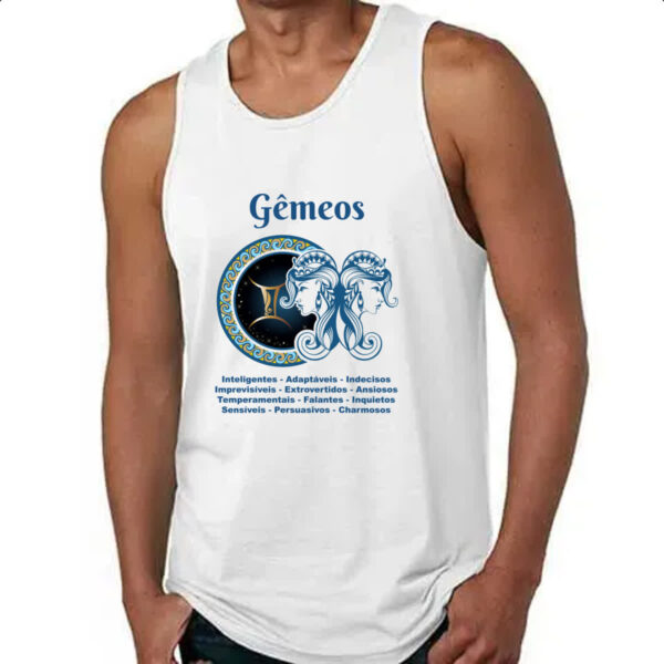 Camiseta Regata Signo de Gemeos adjetivos - Imagem 4