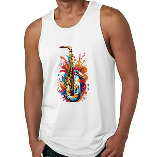Camiseta Regata Saxofone colorful arte design - Imagem 4