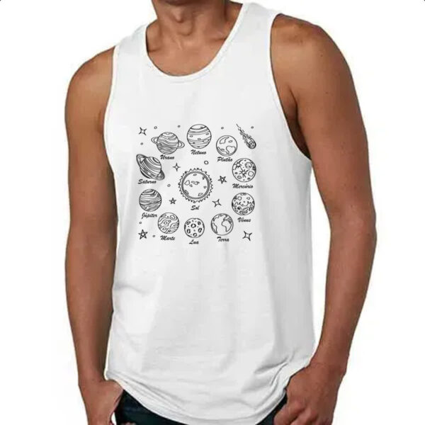 Camiseta Regata Sistema solar desenho de caneta - Imagem 4