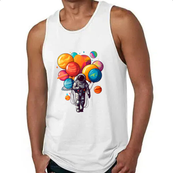 Camiseta Regata Astronauta planeta baloes - Imagem 4