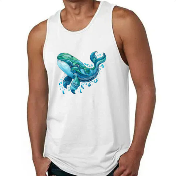 Camiseta Regata Baleia estilo tribal watercolor - Imagem 4