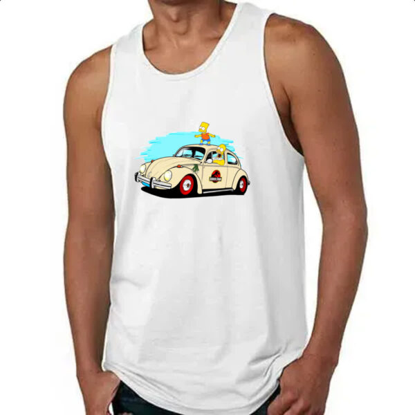 Camiseta Regata Bart e Hommer no fusca do Jurassic Park - Imagem 4
