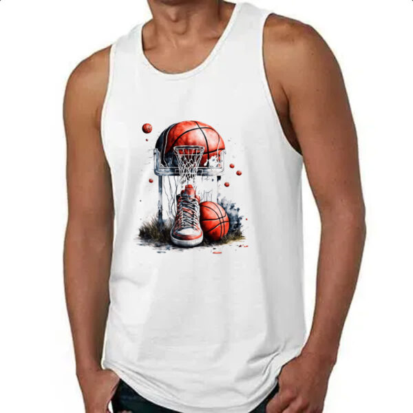 Camiseta Regata Basquete tenis cesta e bola - Imagem 4