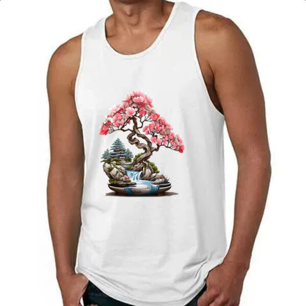 Camiseta Regata Bonsai de flores rosas - Imagem 4