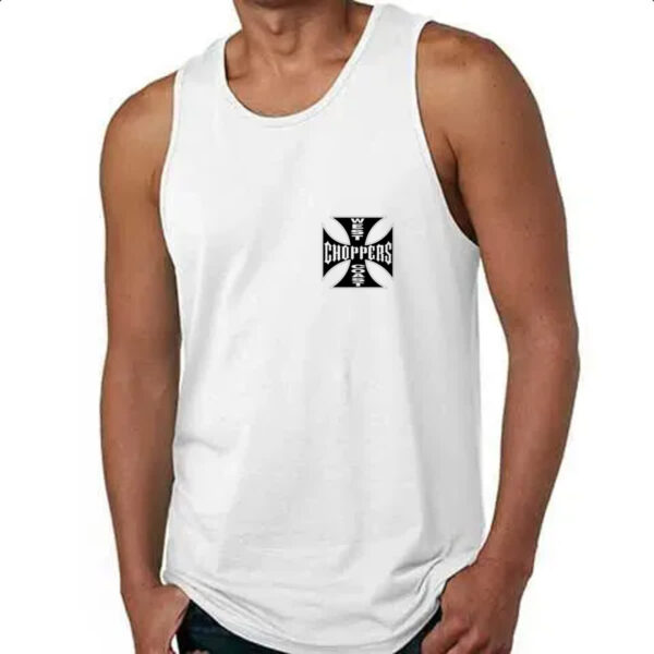 Camiseta Regata West coast chopper cruz negra brasao - Imagem 4