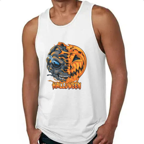 Camiseta Regata Halloween Pumpkin Mascara rasgada - Imagem 4
