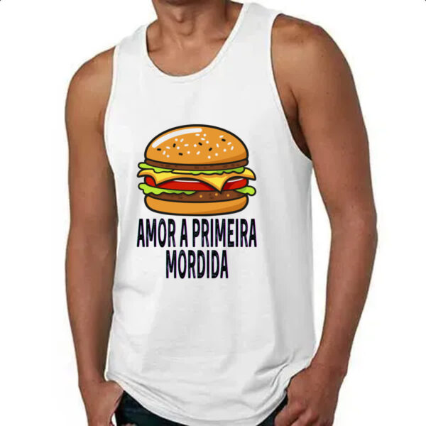 Camiseta Regata Hamburguer amor a primeira mordida - Imagem 4