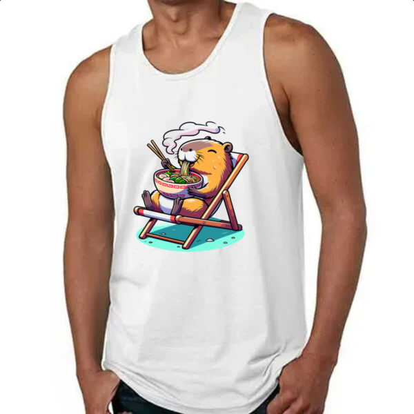 Camiseta Regata Capivara ferias comendo lamen - Imagem 4