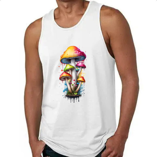 Camiseta Regata Cogumelos coloridos splash - Imagem 4