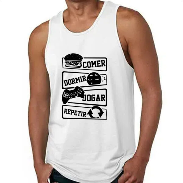 Camiseta Regata Comer Dormir Jogar Repetir - Imagem 4
