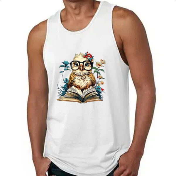 Camiseta Regata Coruja sobre o livro do conhecimento - Imagem 4