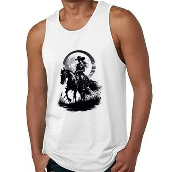 Camiseta Regata Cowgirl silhueta ao luar - Imagem 4