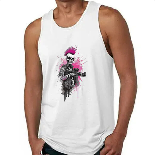 Camiseta Regata Cyber Punk caveira guerrilheira - Imagem 4