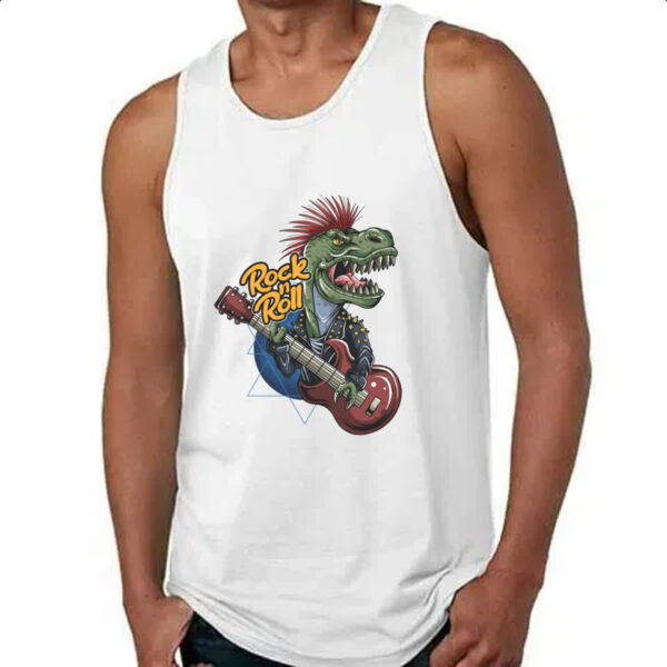 Camiseta Regata Dinossauro Rock and Roll Guitarra - Imagem 4