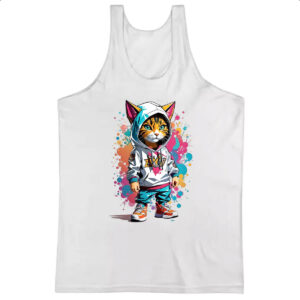 Camiseta Regata Gato Splash Grafite