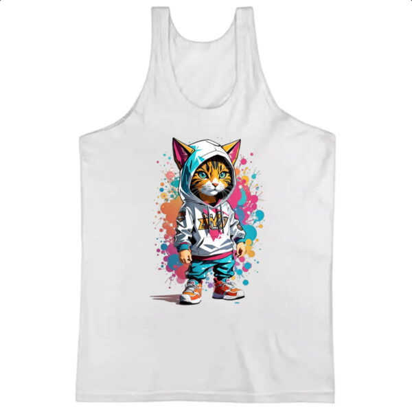 Camiseta Regata Gato Splash Grafite
